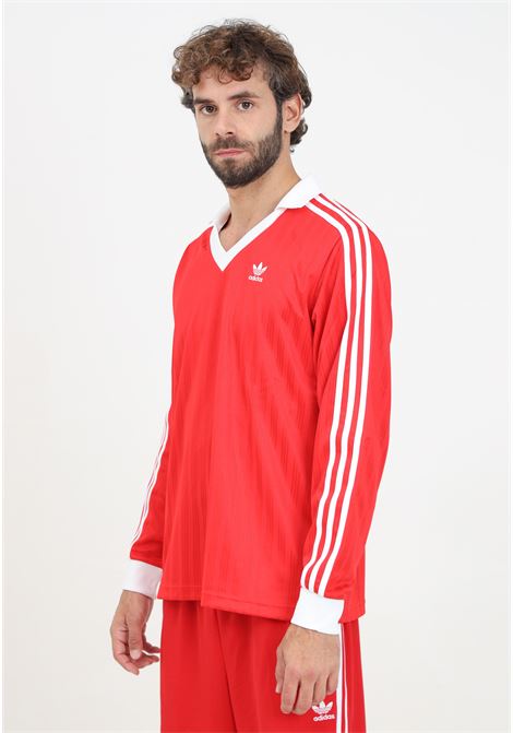 T-shirt a manica lunga Adicolor Piqué Football Long Sleeve rossa da uomo ADIDAS ORIGINALS | IX5226.